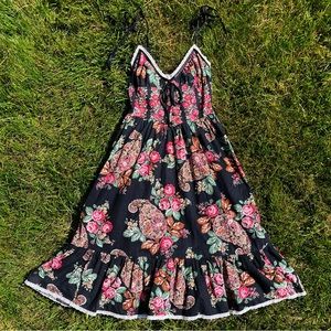 Vintage 1970s Gunne Sax *style* cabbage rose paisley sun dress